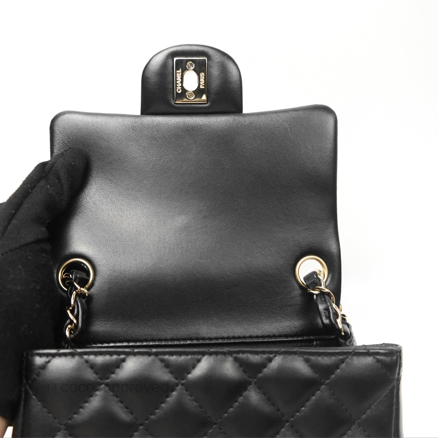 Chanel Mini Square Black Lambskin Gold Hardware