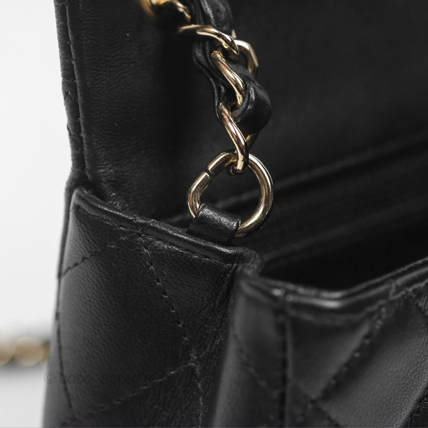 Chanel Quilted Mini Rectangular Flap Black Lambskin Gold Hardware