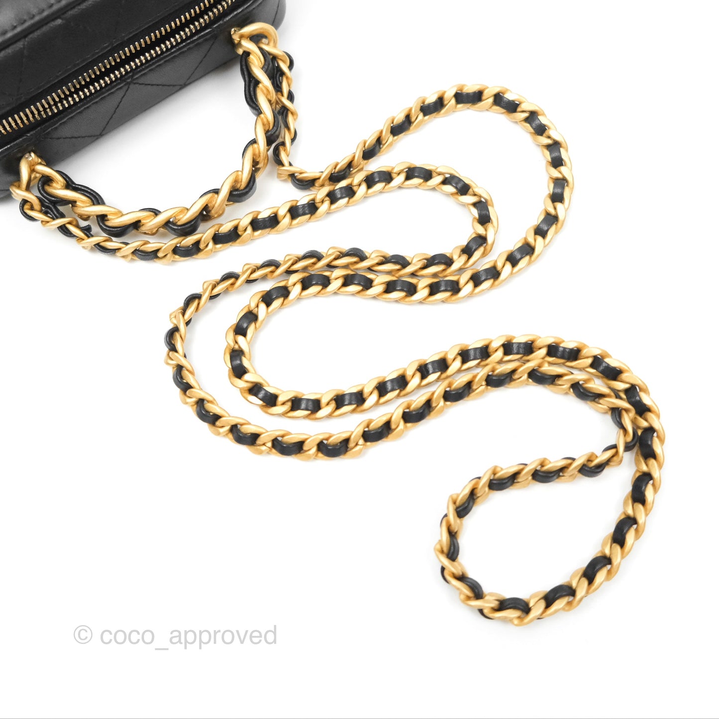 Chanel Top Handle Vanity Case Black Lambskin Aged Gold Hardware 22A