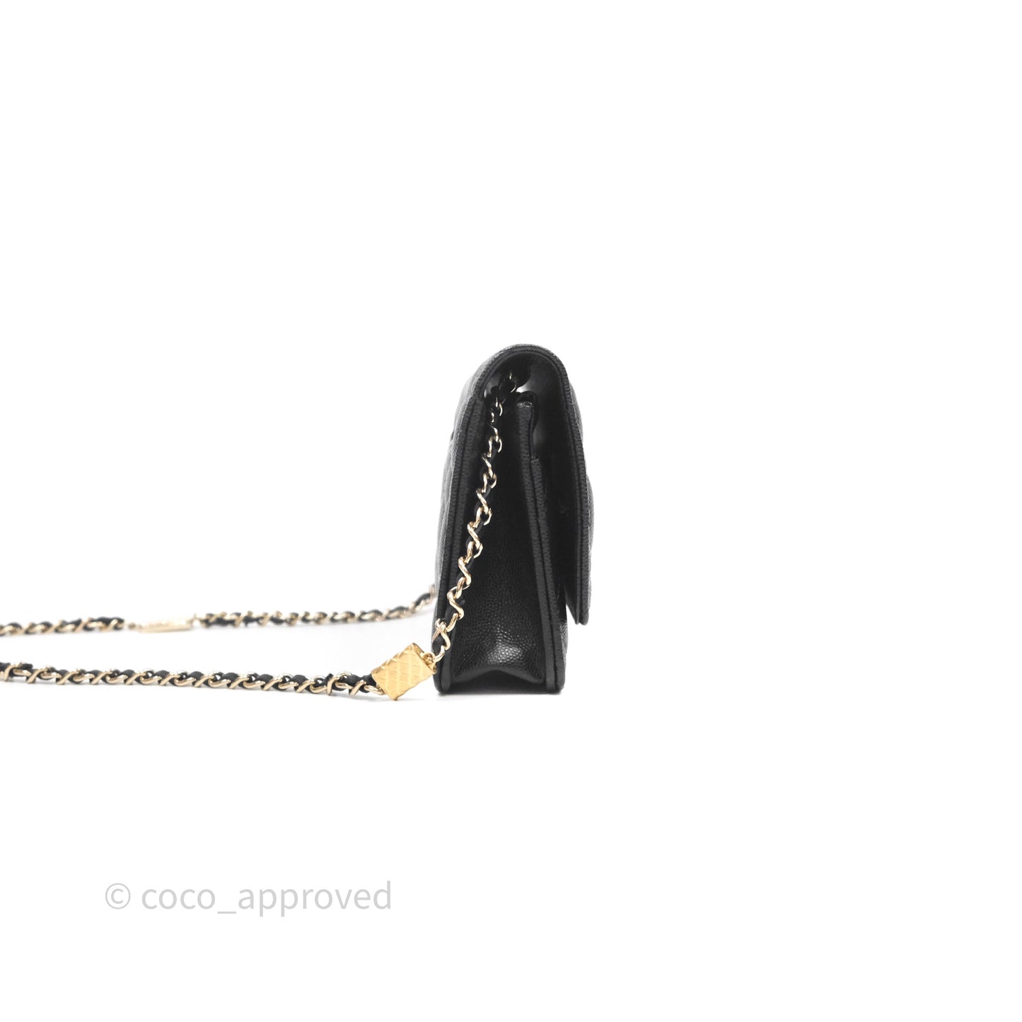Chanel Quilted WOC with Charms Black Caviar Gold Hardware