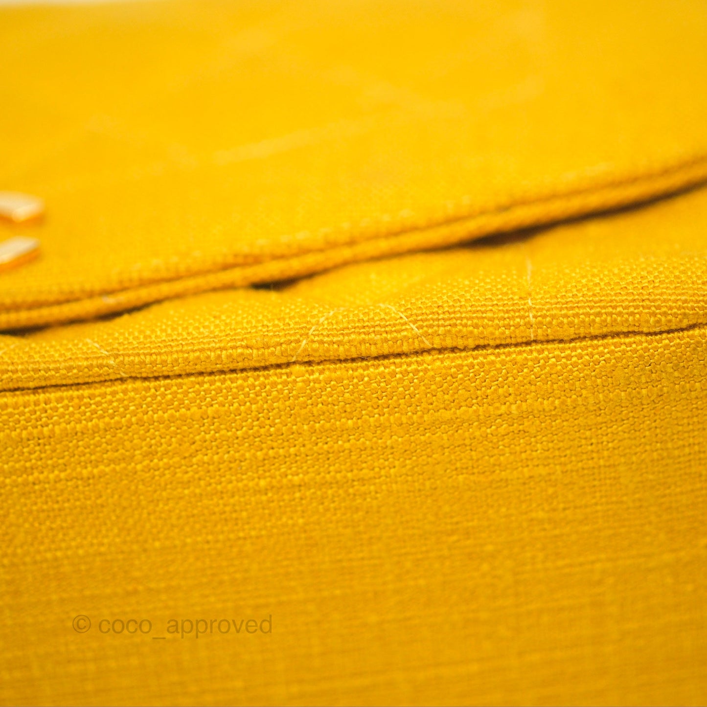 Chanel Vintage Small Classic Diana Flap Bag Yellow Linen Fabric 24K Gold Hardware