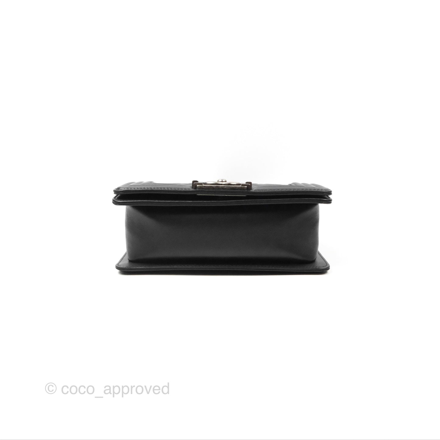 Chanel Small Boy Black Calfskin Ruthenium Hardware