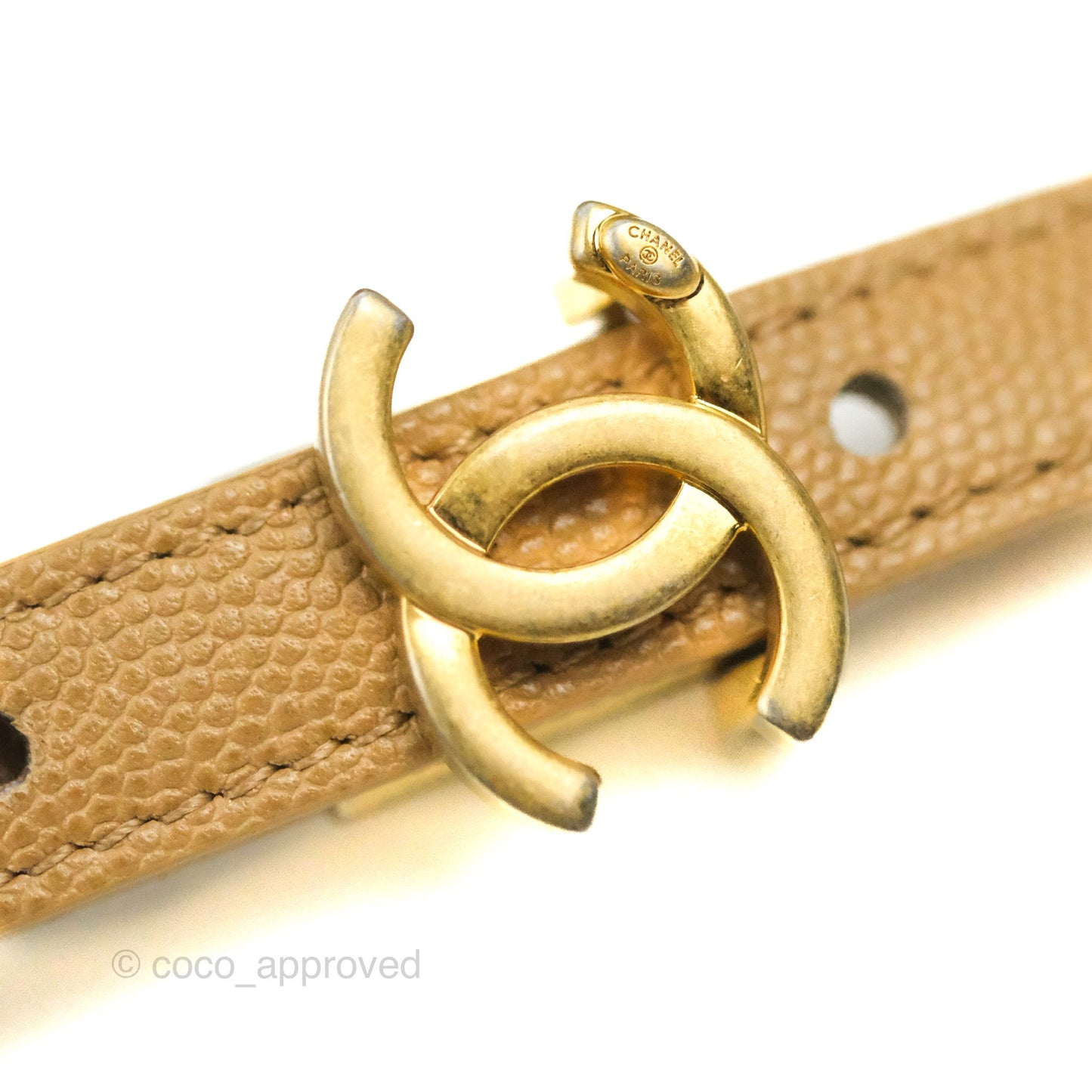 Chanel Mini Messenger Bag Beige Caviar Gold Hardware 21K