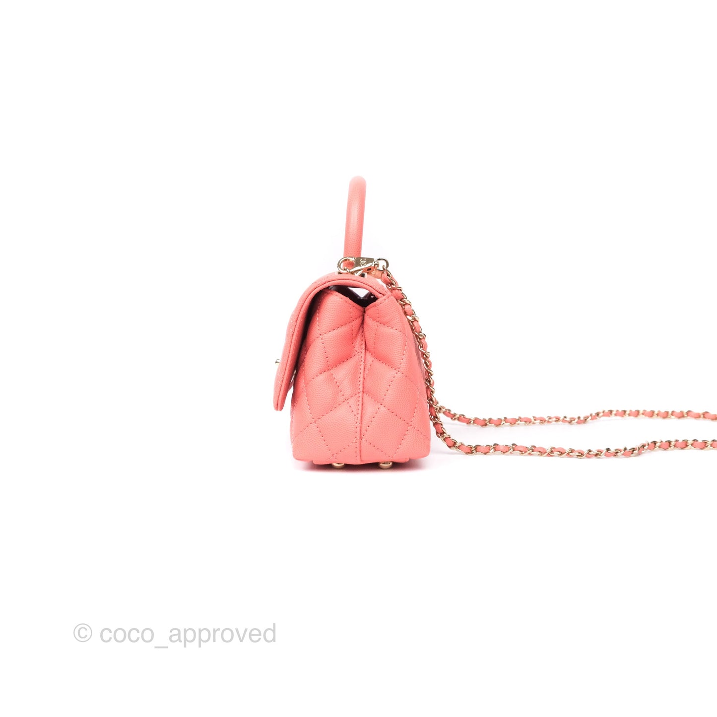 Chanel Mini Coco Handle Quilted Pink Caviar Gold Hardware