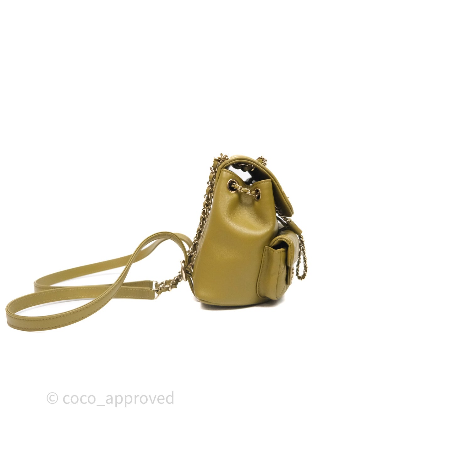 Chanel Mini Duma Backpack Olive Green Calfskin Gold Hardware