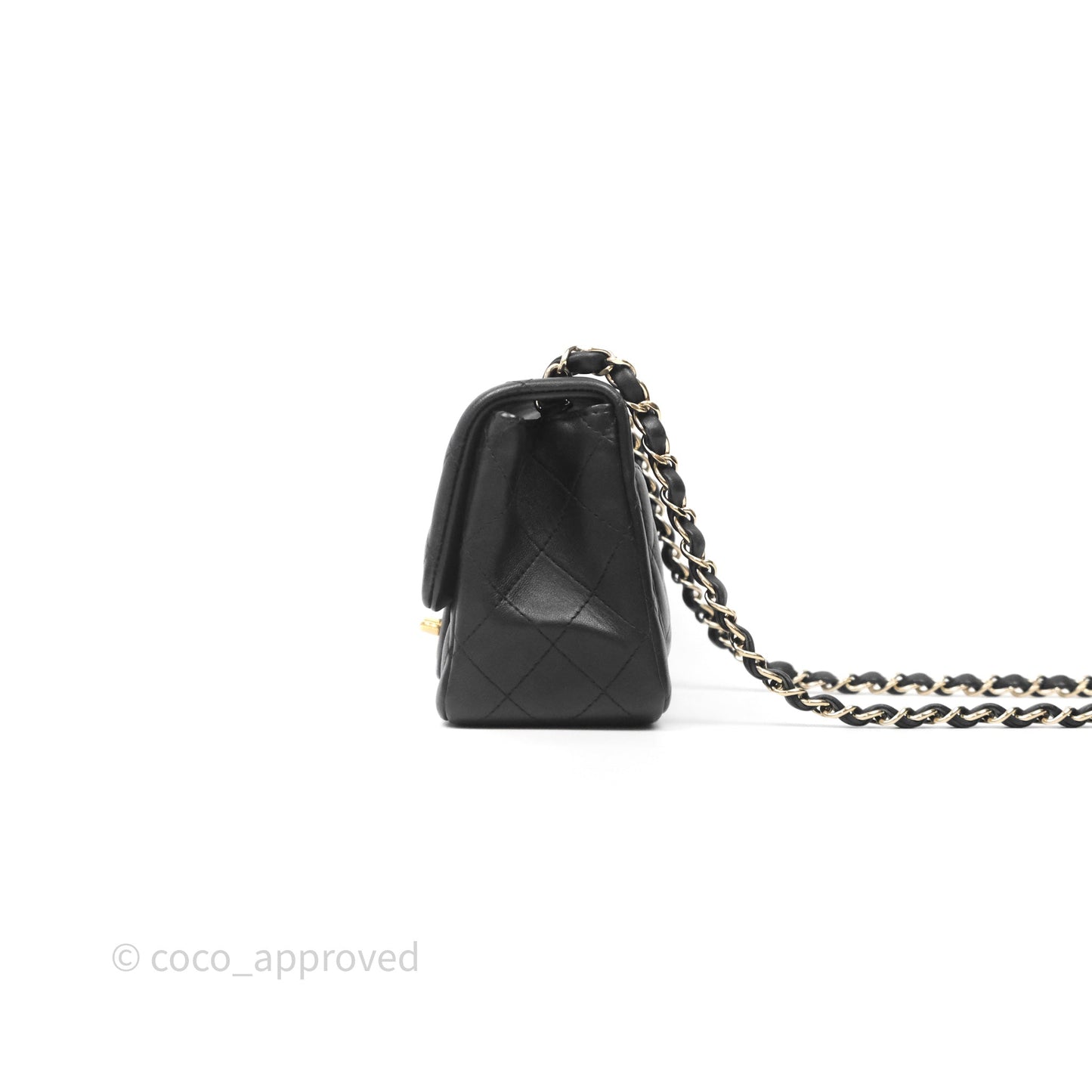 Chanel Mini Square Quilted Black Lambskin Gold Hardware
