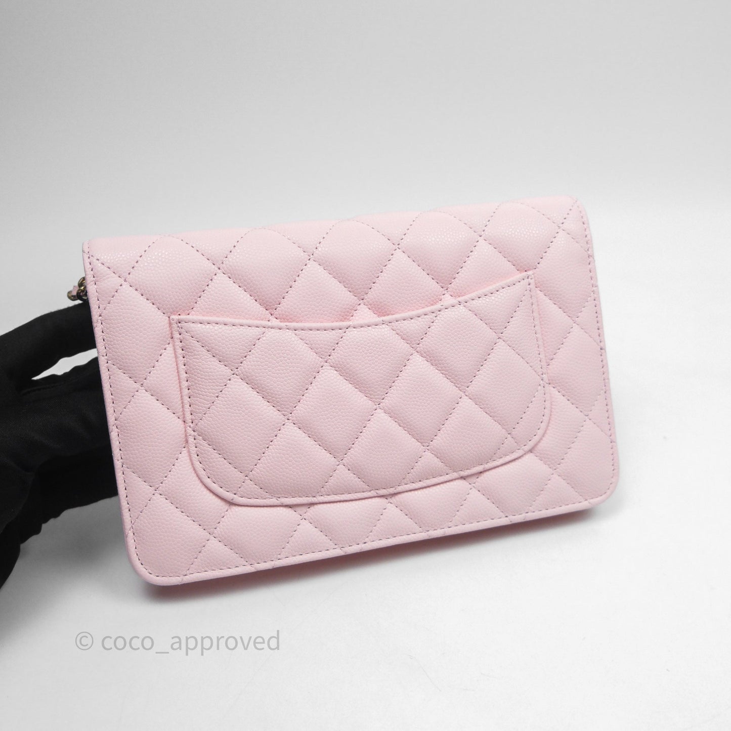 Chanel Classic Quilted Wallet on Chain WOC Light Pink Caviar Gold Hardware