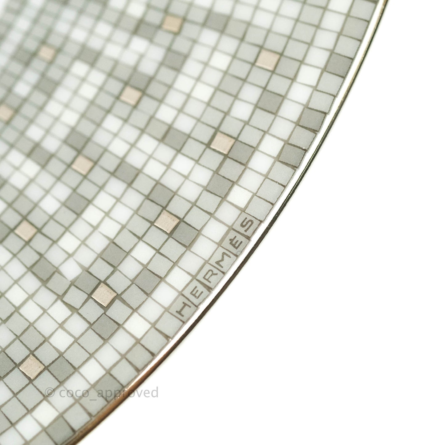 Hermès Mosaique au 24 Platinum Dinner Plates in Grey