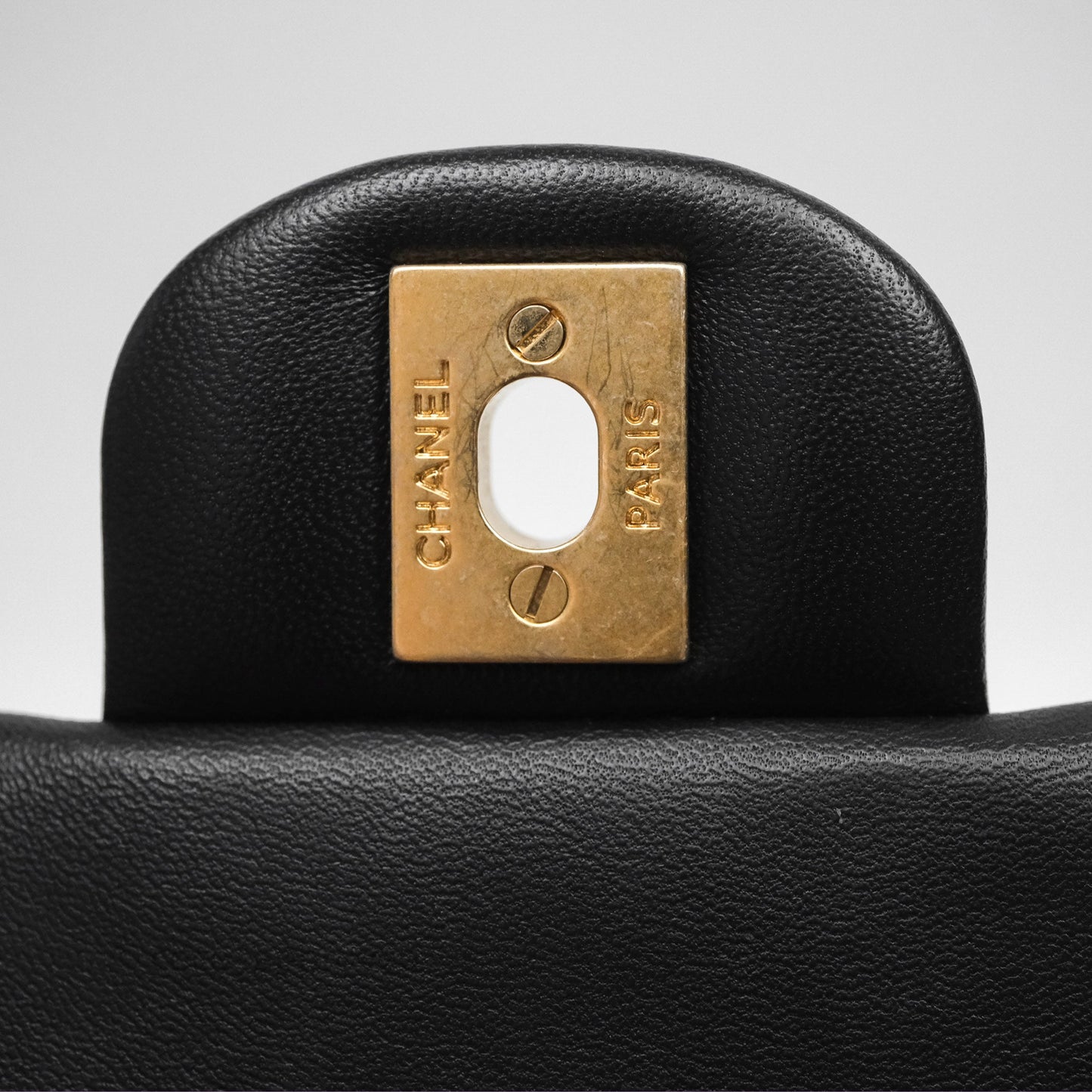 Chanel Metal Top Handle Mini Rectangular Flap Bag Black Lambskin Aged Gold Hardware
