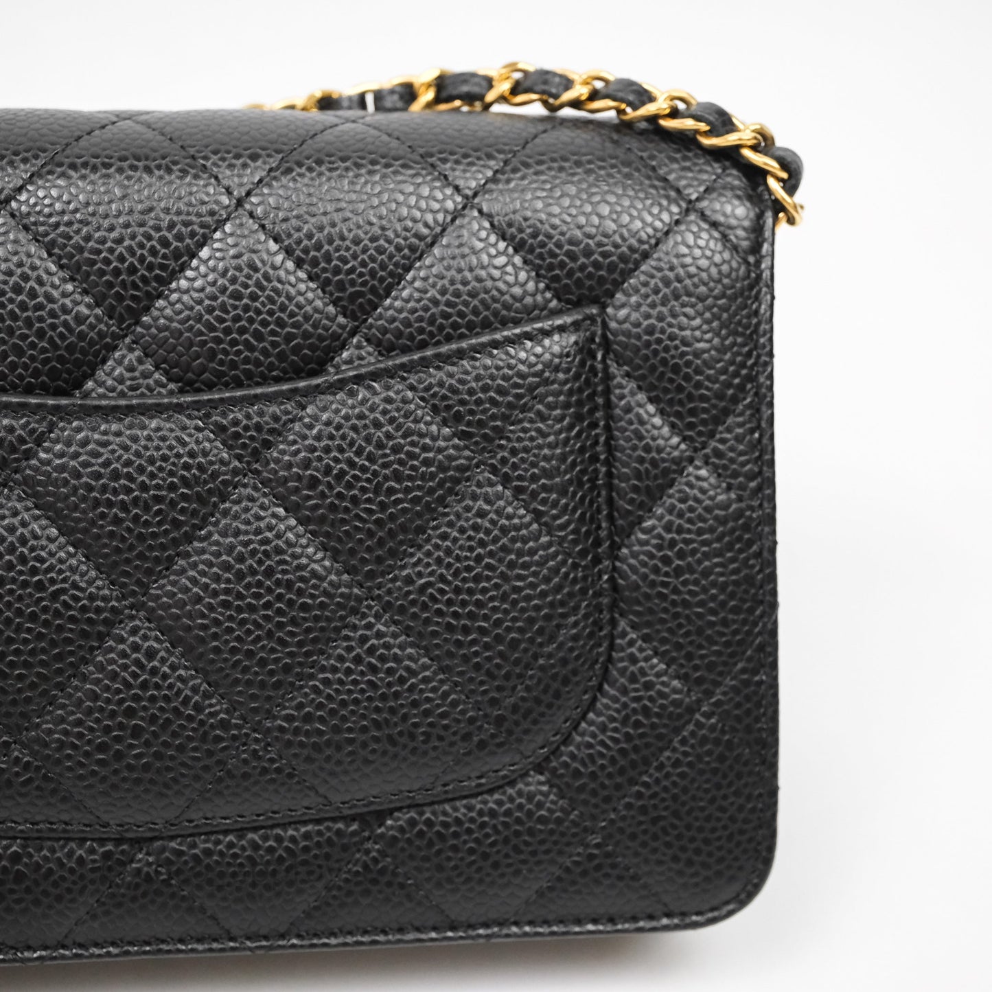 Chanel Classic Wallet On Chain WOC Quilted Black Caviar Gold Hardware