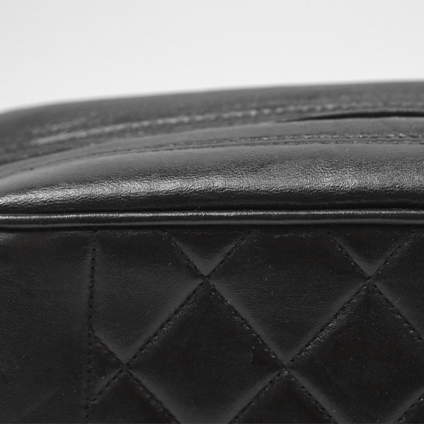 Chanel Vintage Diana Fringe Camera Bag Black Lambskin 24K Gold Hardware