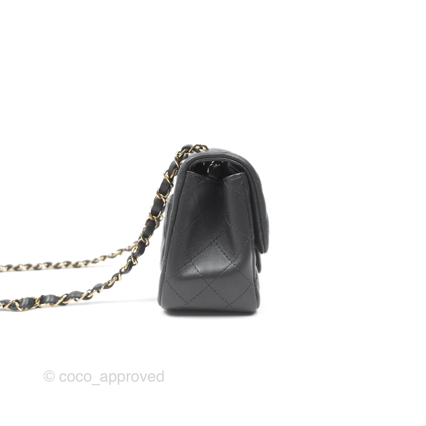 Chanel Mini Square Quilted Grey Lambskin Gold Hardware