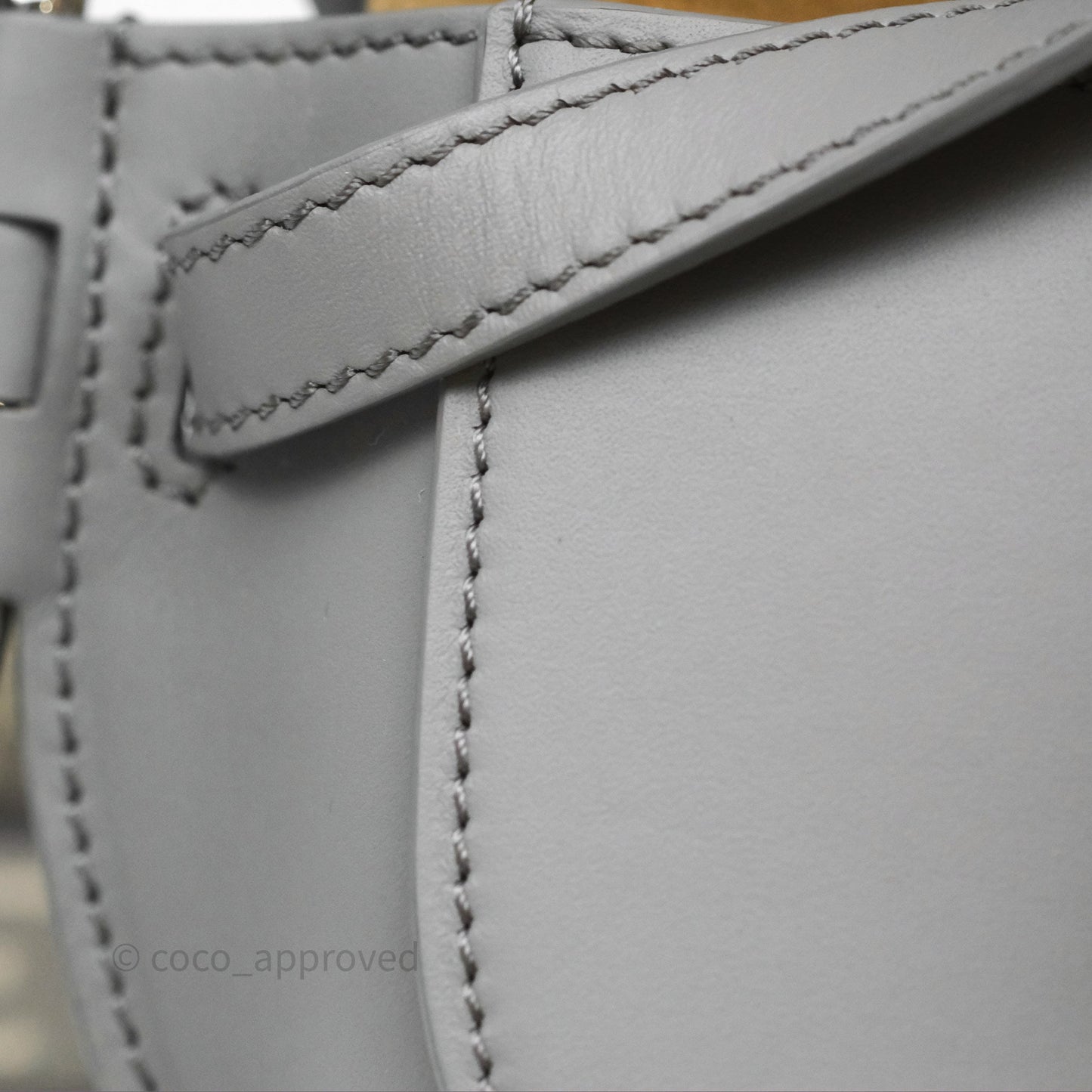 Loewe Mini Gate Dual Bag in Soft Calfskin & Jacquard Strap Light Grey