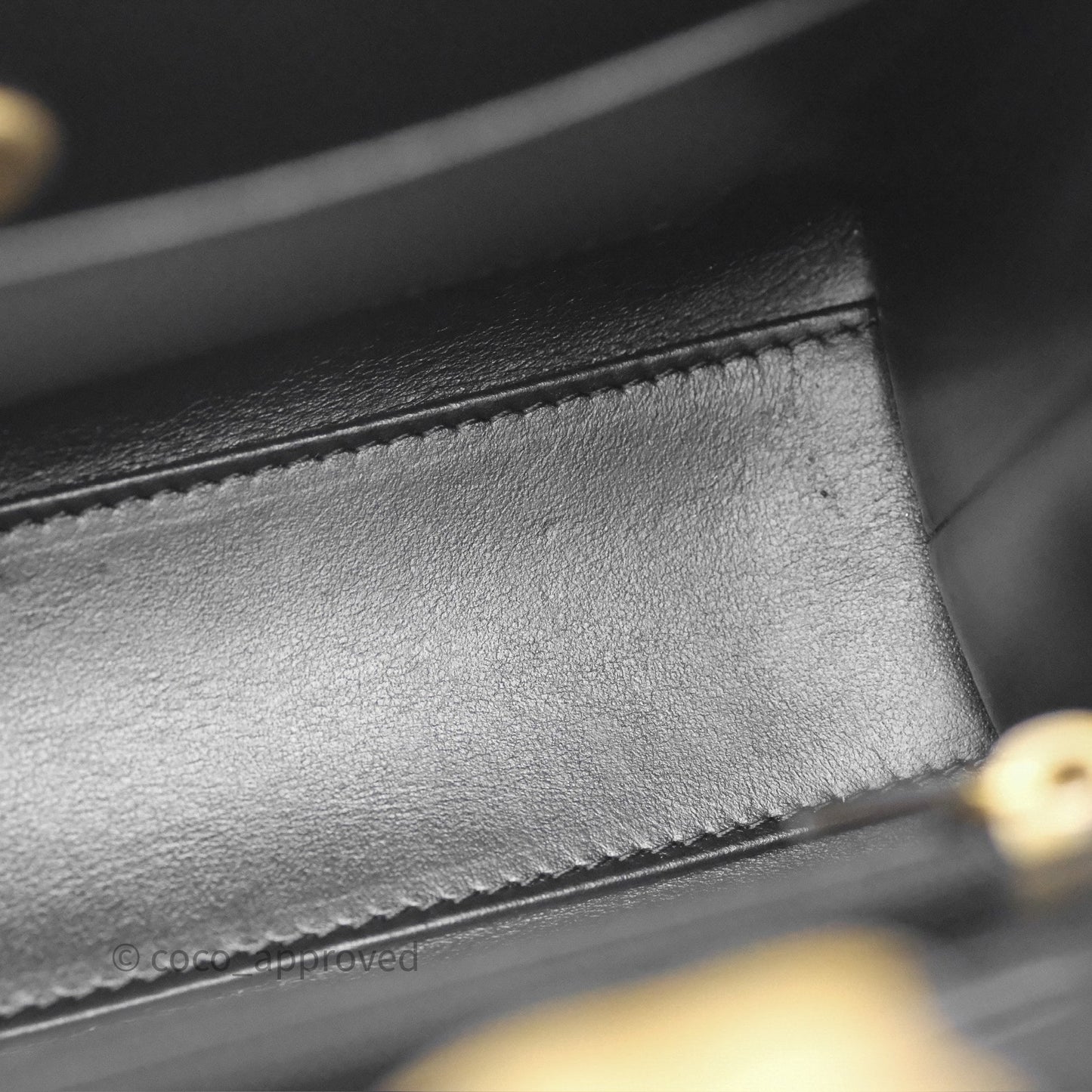 Chanel Kelly Bag Quilted Black Shiny Crumpled Calfskin Aged Gold Hardware