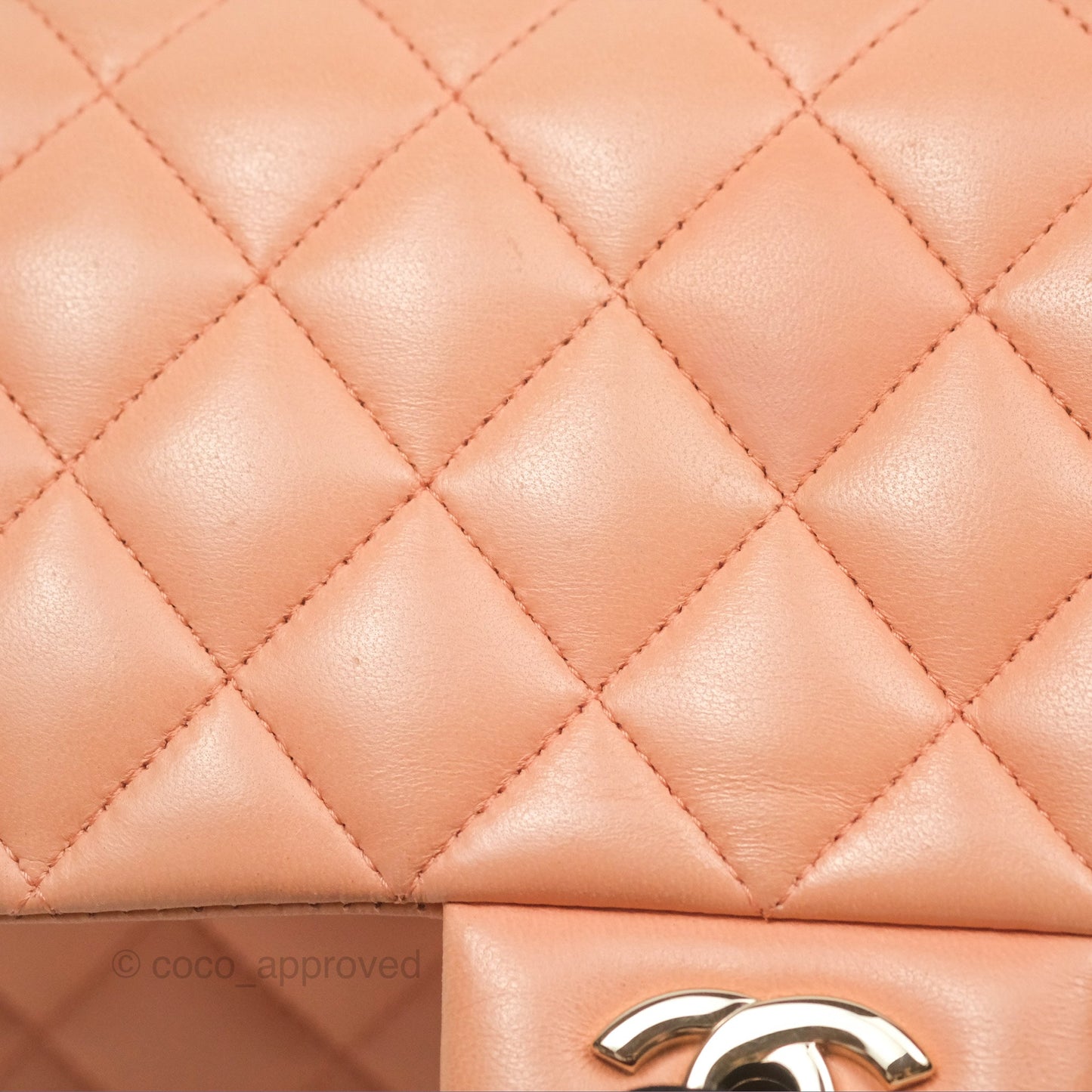 Chanel Classic M/L Medium Flap Quilted Peach Lambskin Gold Hardware