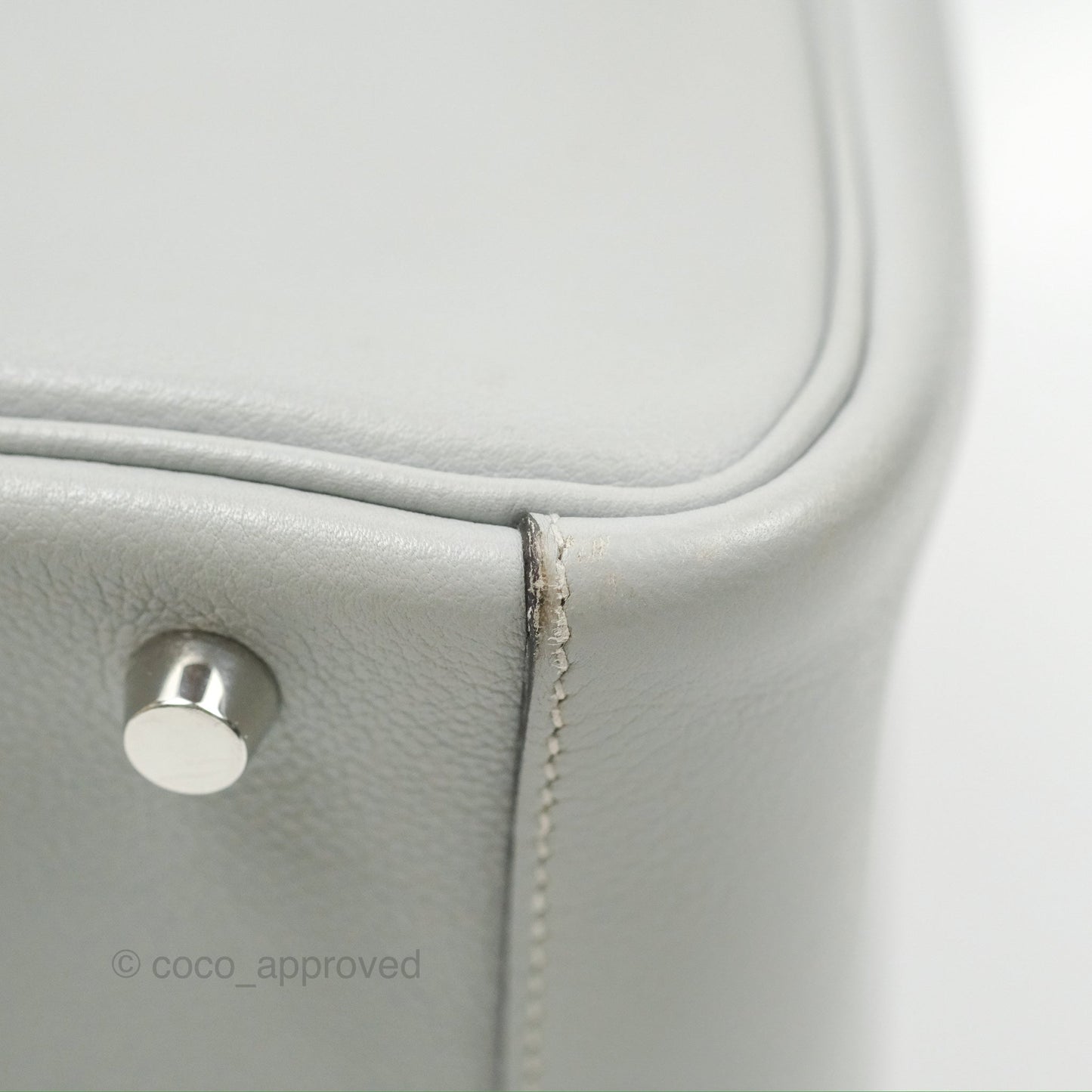Hermès Lindy 30 Bleu Glacier Evercolor Palladium Hardware