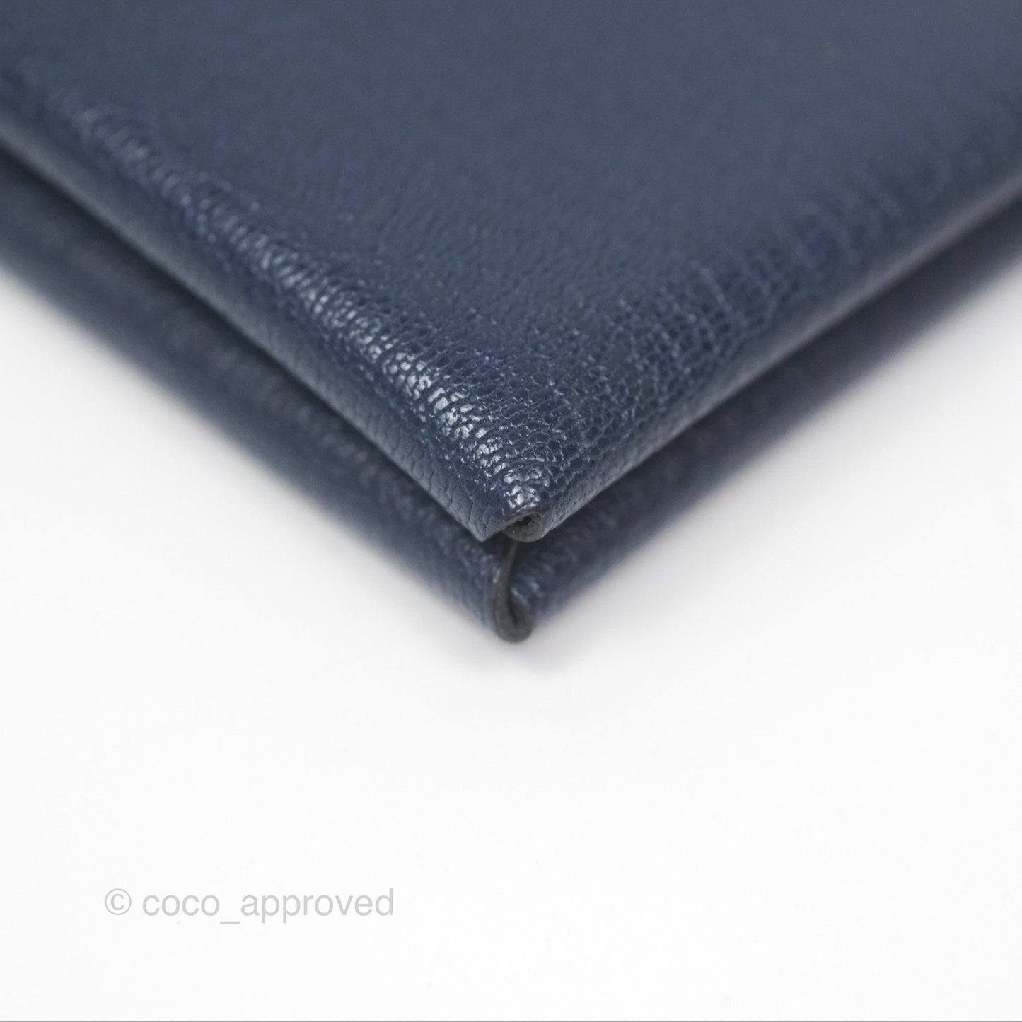 Hermès Calvi Card Holder Bleu Nuit 2Z Chevre Mysore