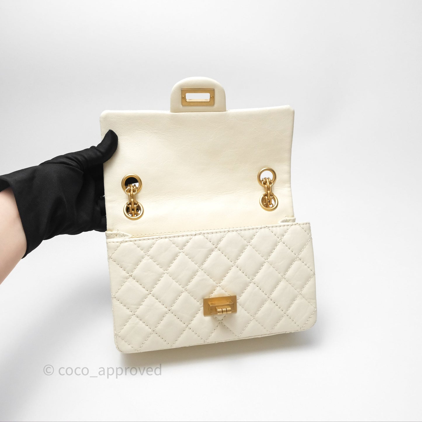 Chanel Mini Reissue 224 White Ivory Aged Calfskin Aged Gold Hardware