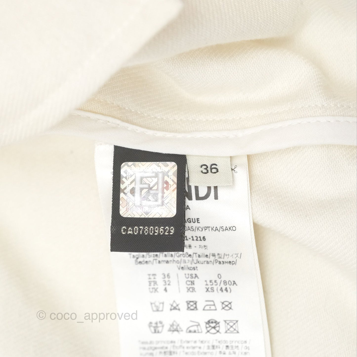 Fendi White Denim Jacket Size 36