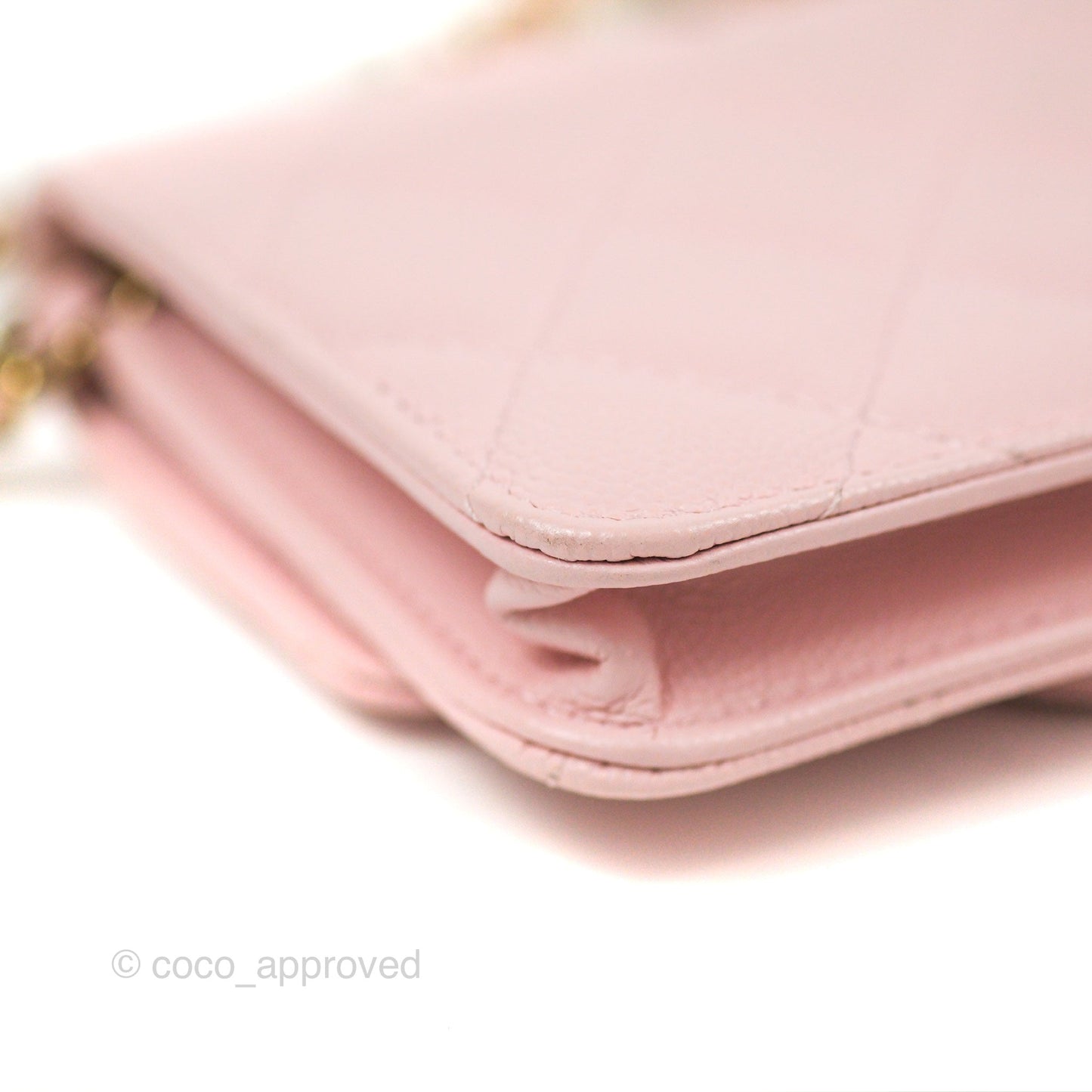 Chanel Mini Wallet With Chain Light Pink Caviar Gold Hardware