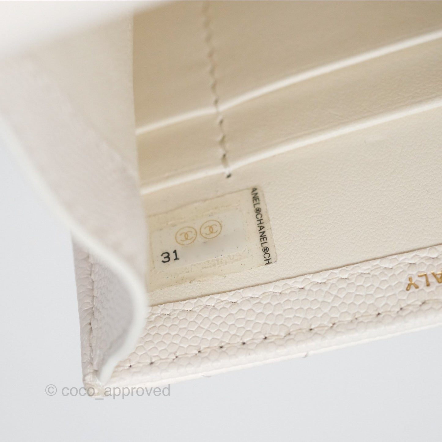 Chanel Classic Quilted Phone Holder White Caviar Gold Hardware
