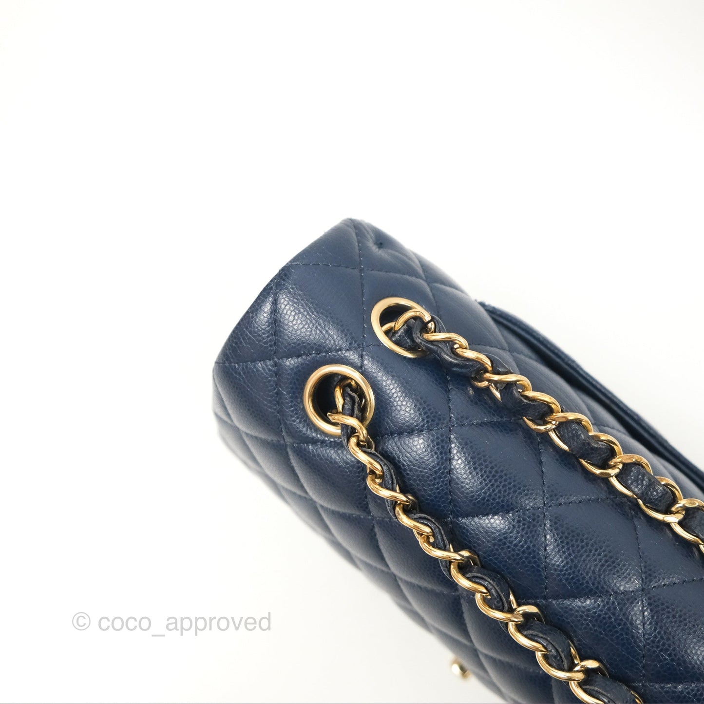 Chanel M/L Medium Classic Flap Quilted Navy Caviar Gold Hardware