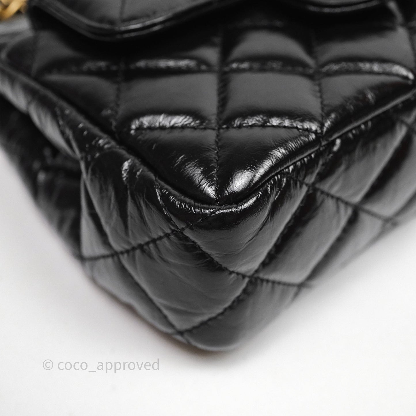 Chanel Small Wavy CC Hobo Black Shiny Crumpled Calfskin Aged Gold Hardware 23C