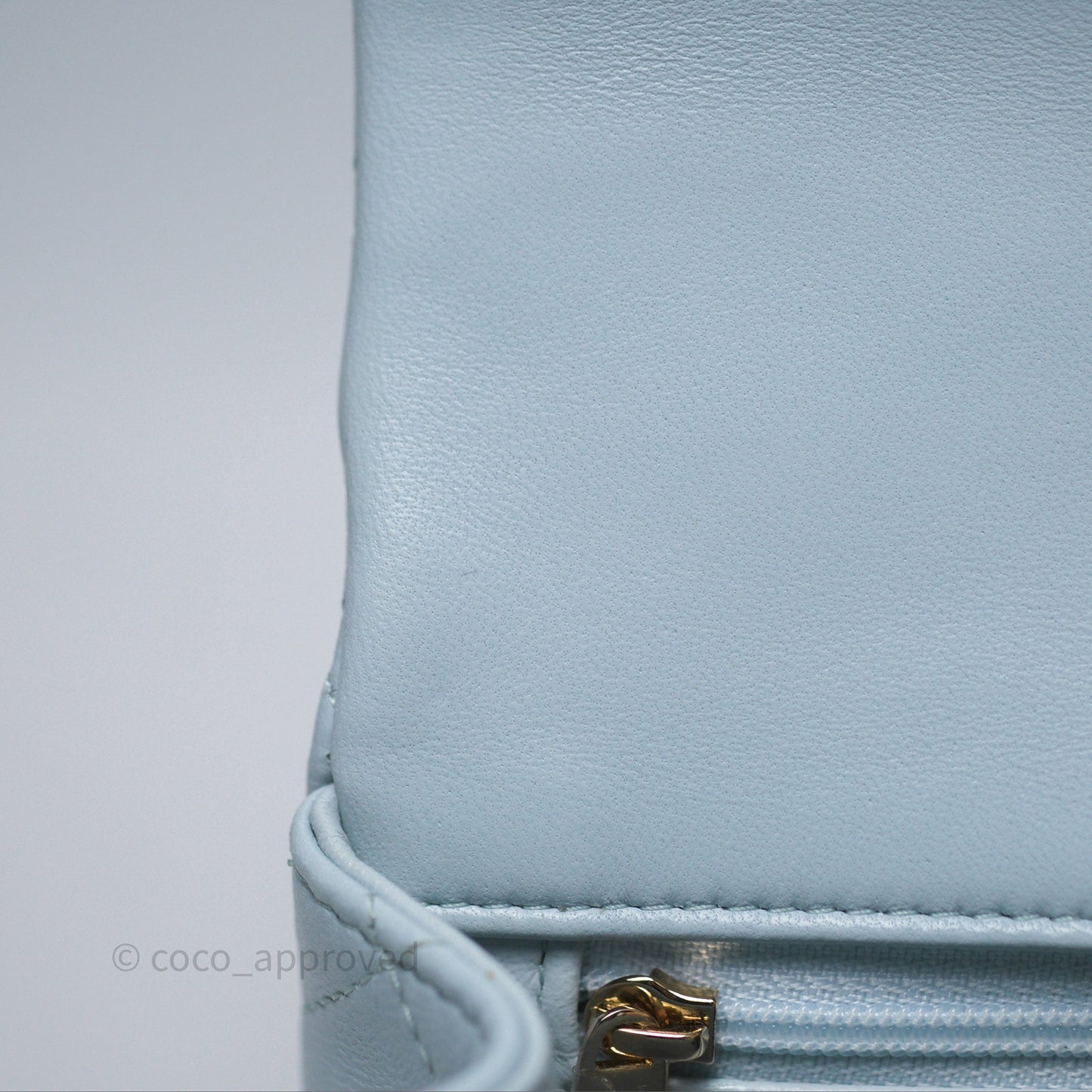 Chanel Top Handle Mini Rectangular Flap Light Blue Lambskin Gold Hardware