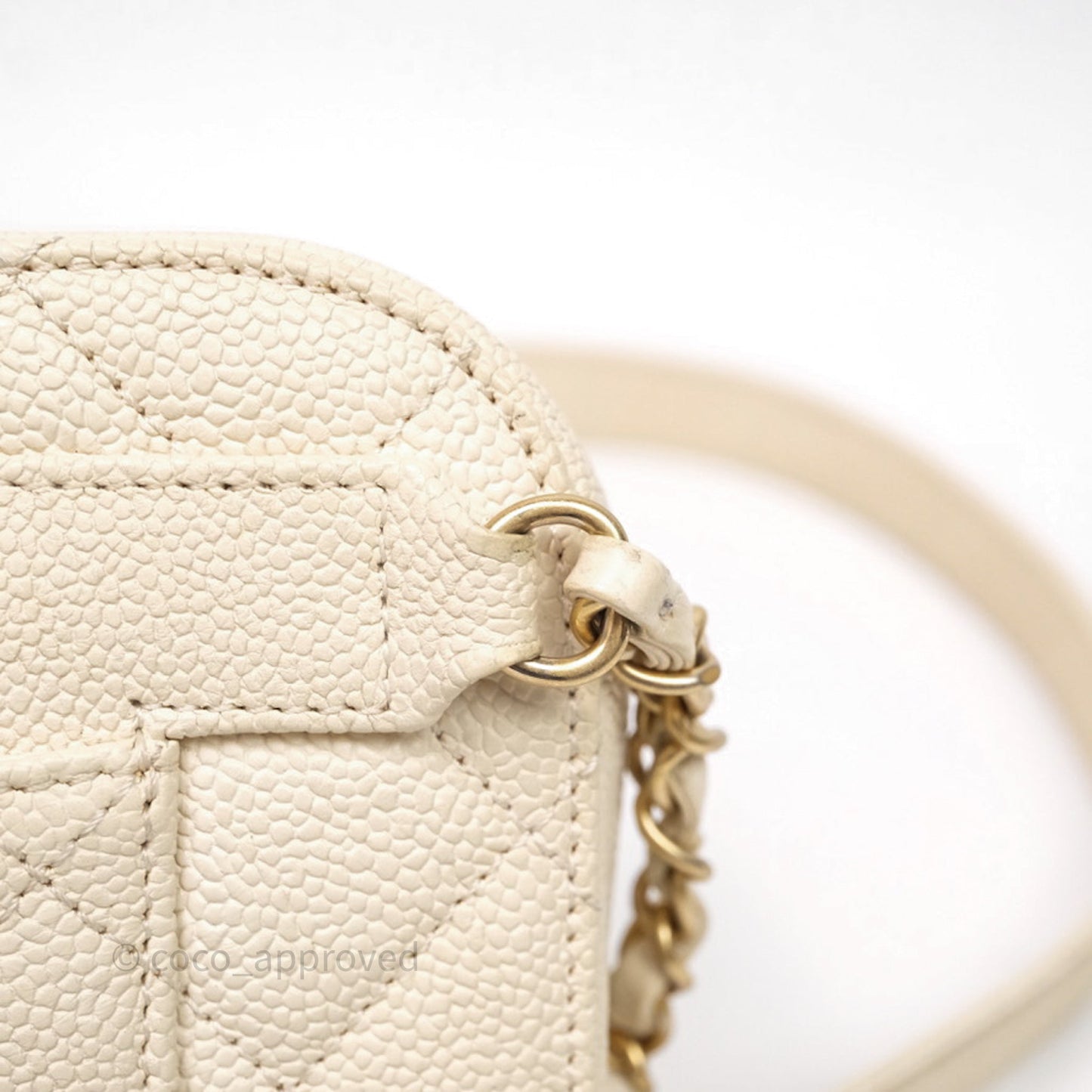 Chanel Quilted Caviar Waist Bag Ivory Aged Gold Hardware