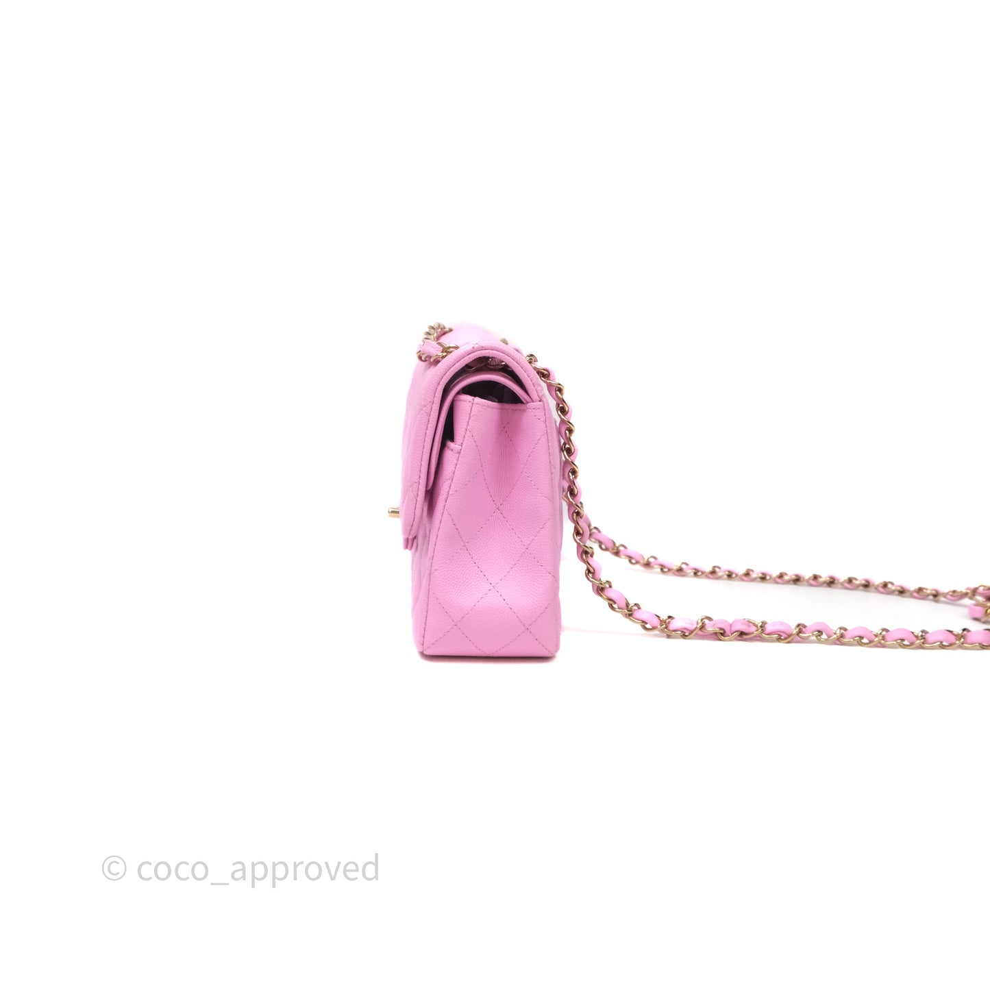 Chanel Small Classic Flap Quilted Pink Caviar Gold Hardware