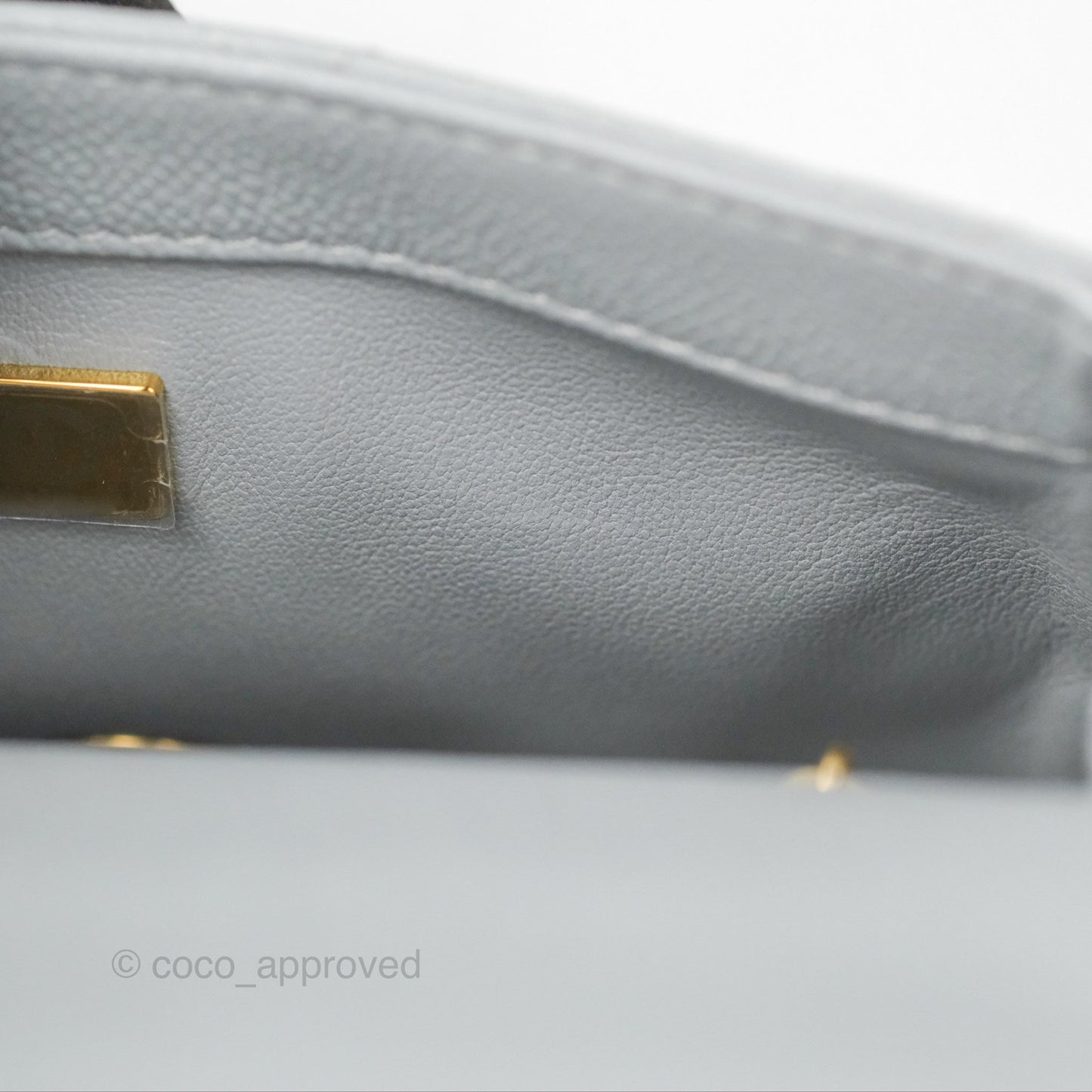 Chanel Mini Flap Bag Heart Adjustable Chain Grey Caviar Aged Gold Hardware