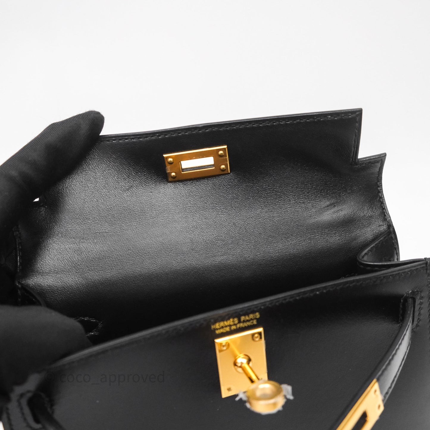 Hermès Mini Kelly II Black Noir 89 Box Leather Gold Hardware