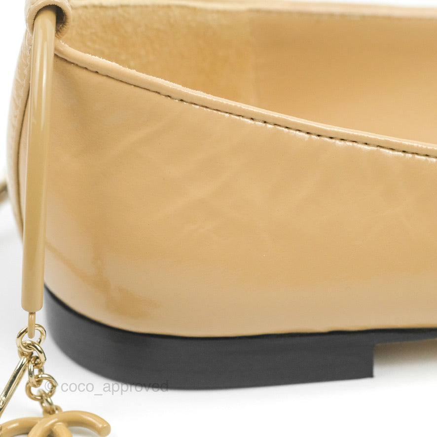 Chanel Cap Toe Ankle Chain Ballerina Flats Black/Beige