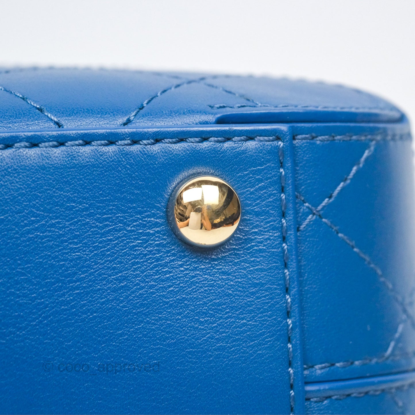 Chanel Stitched Camera Case Bag Blue Calfskin Gold Hardware