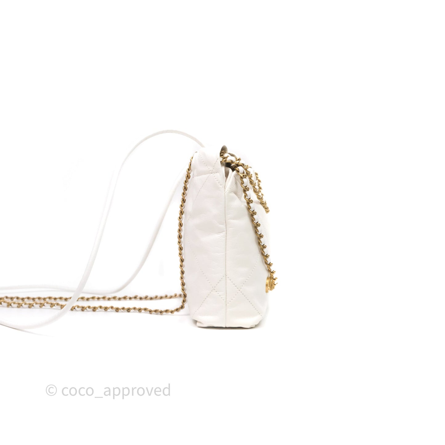 Chanel 22 Mini Bag White Calfskin Aged Gold Hardware