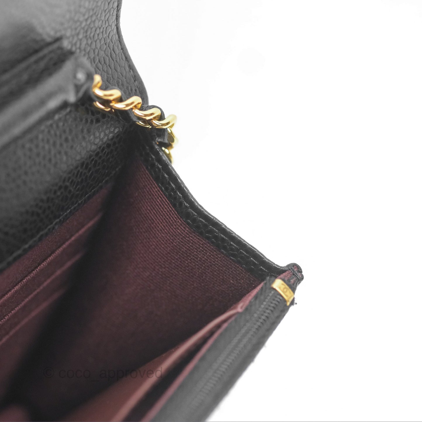 Chanel Classic Quilted Wallet On Chain WOC Black Caviar Gold Hardware