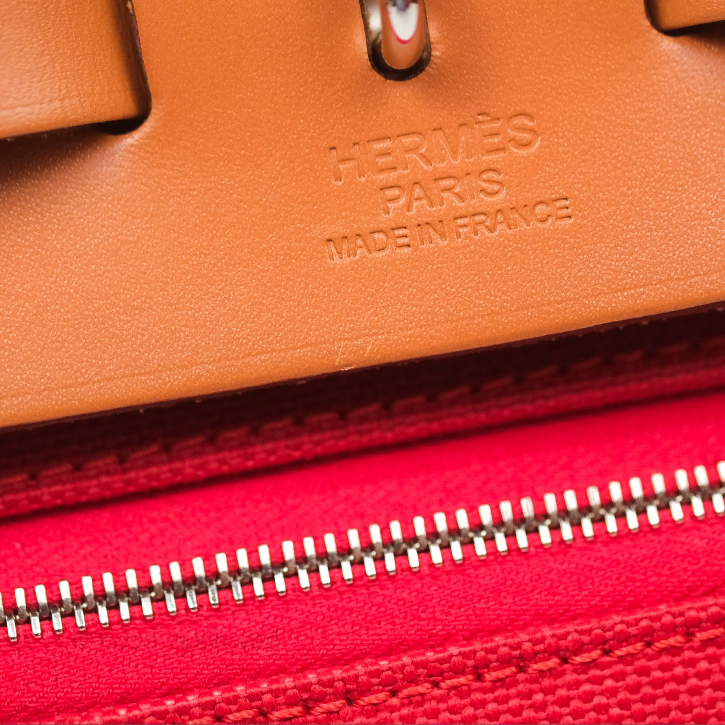 Hermès Herbag Zip 31 Rouge Tomate S5/ Naturel 27 Canvas Palladium Hardware