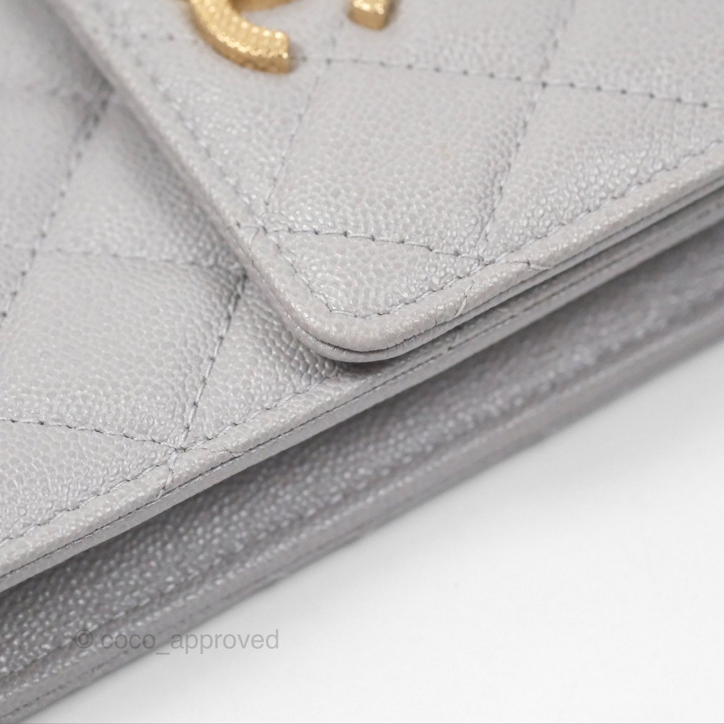 Chanel Quilted Phone Holder Grey Caviar Gold Hardware