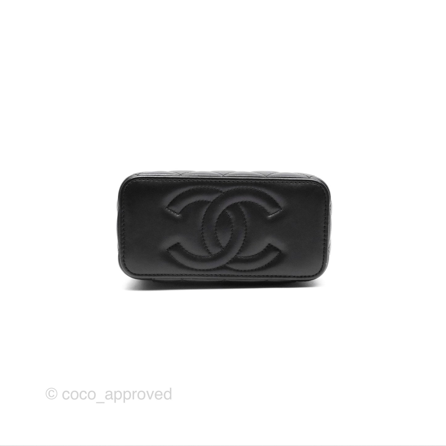 Chanel Vanity Rectangular with Pearl Resin Chain Black Lambskin Gold Hardware