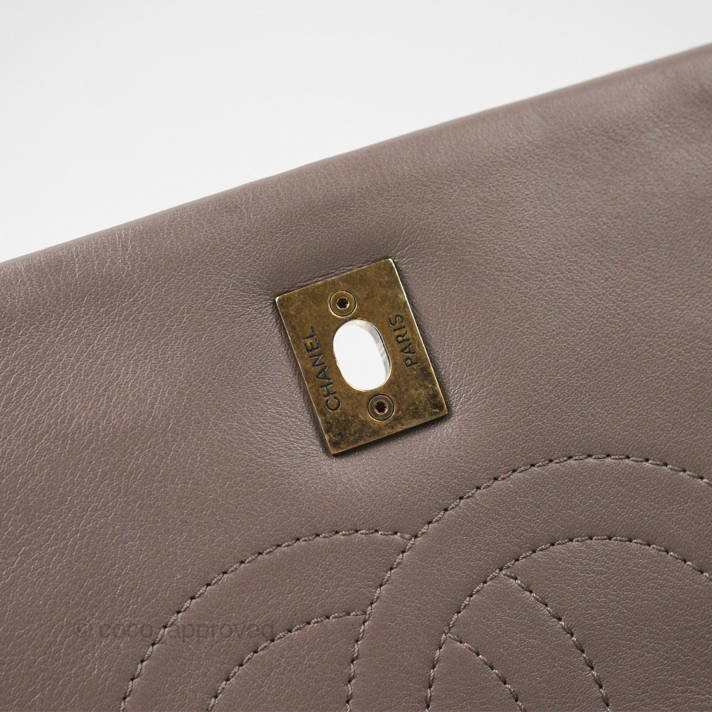 Chanel Gold Bar Single Flap Dark Grey Glazed Calfskin Gold Hardware