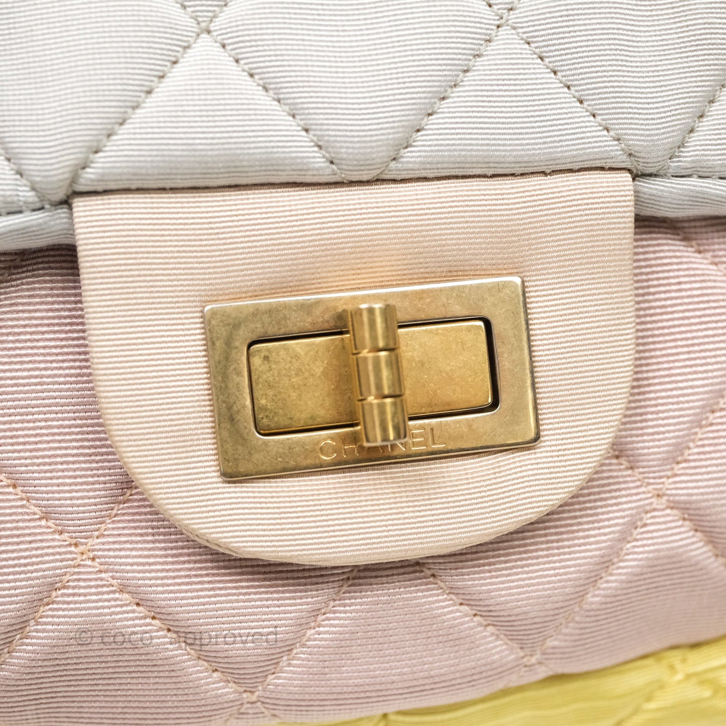 Chanel Reissue Flap Bag Tricolor Pastel Satin Aged Gold Hardware
