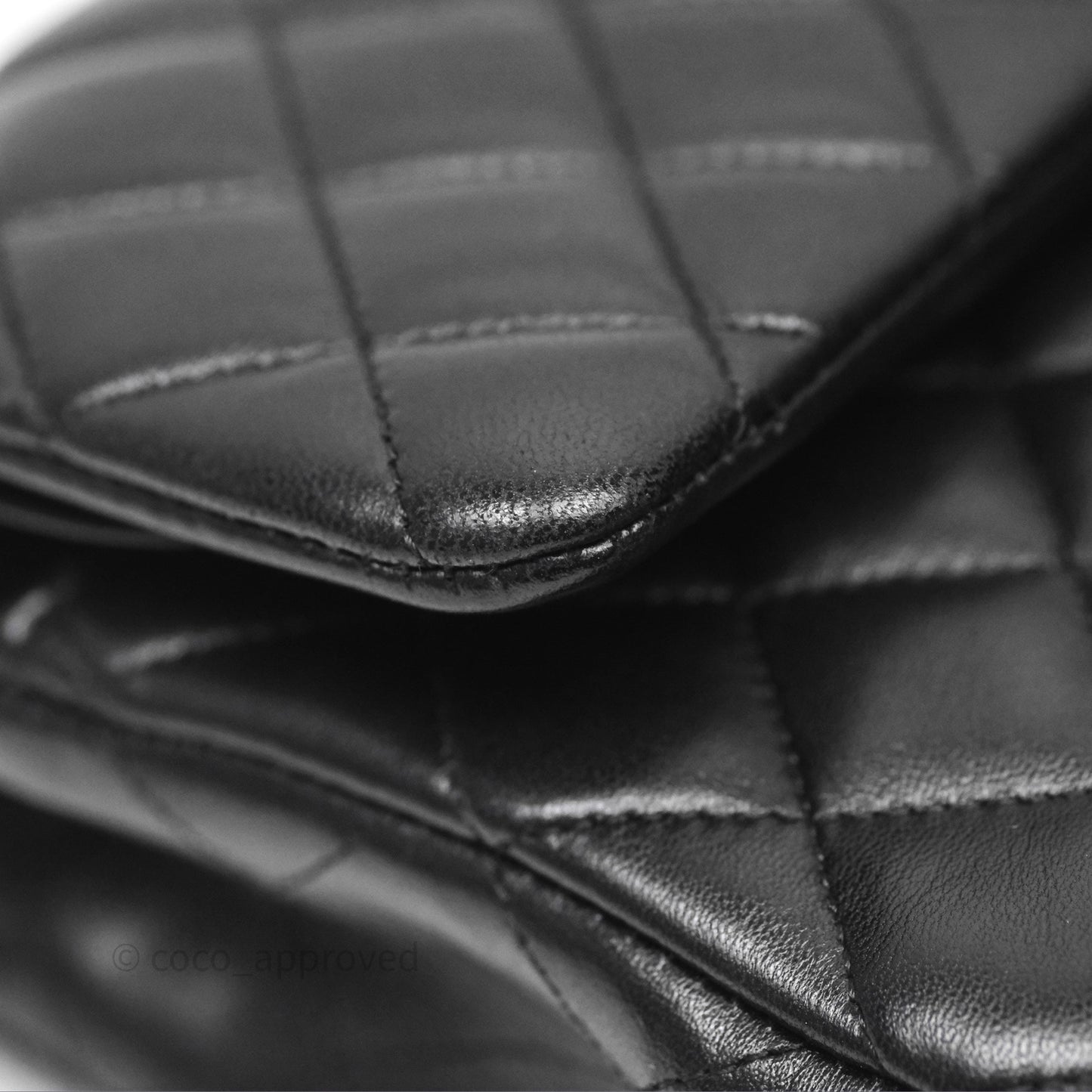 Chanel Classic M/L Medium Flap Quilted Black Lambskin Silver Hardware