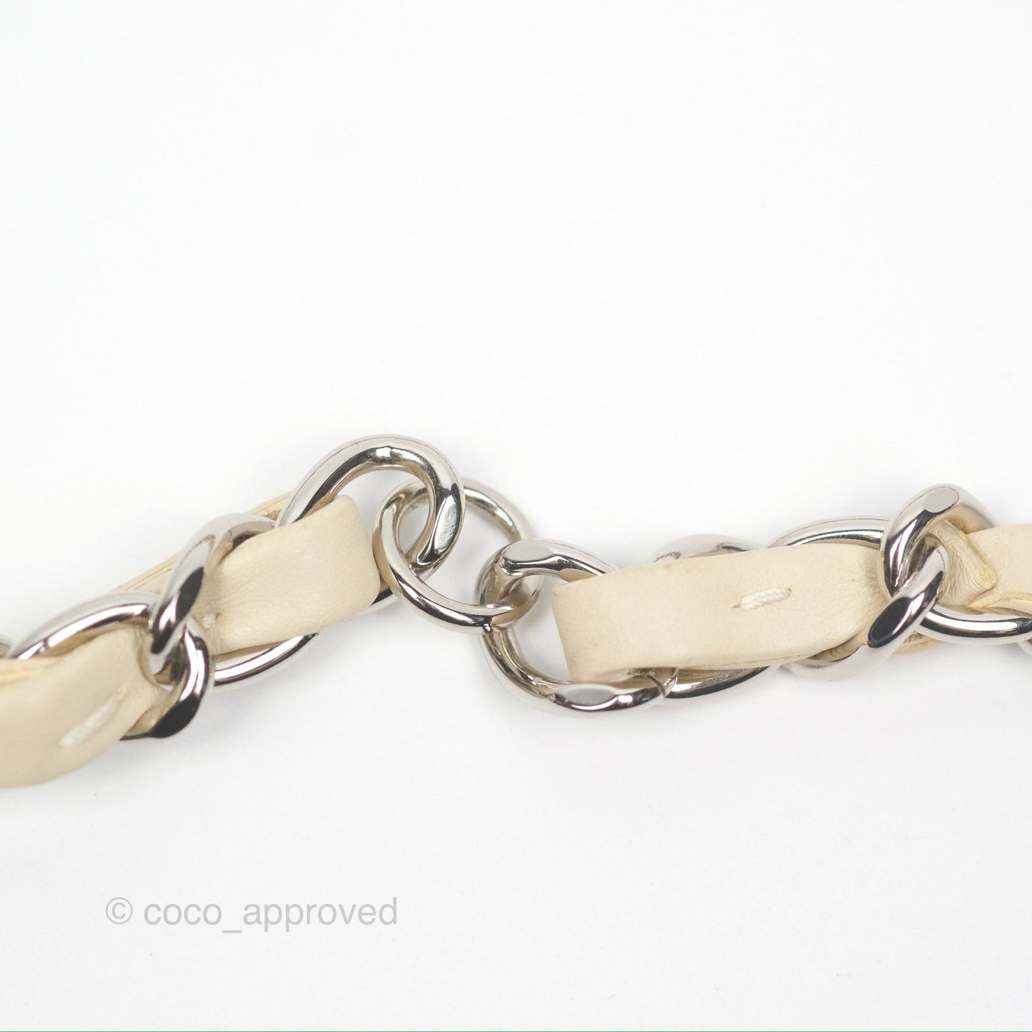 Chanel Mini Card Holder Chain Belt Bag Chevron Ivory Calfskin Silver Hardware