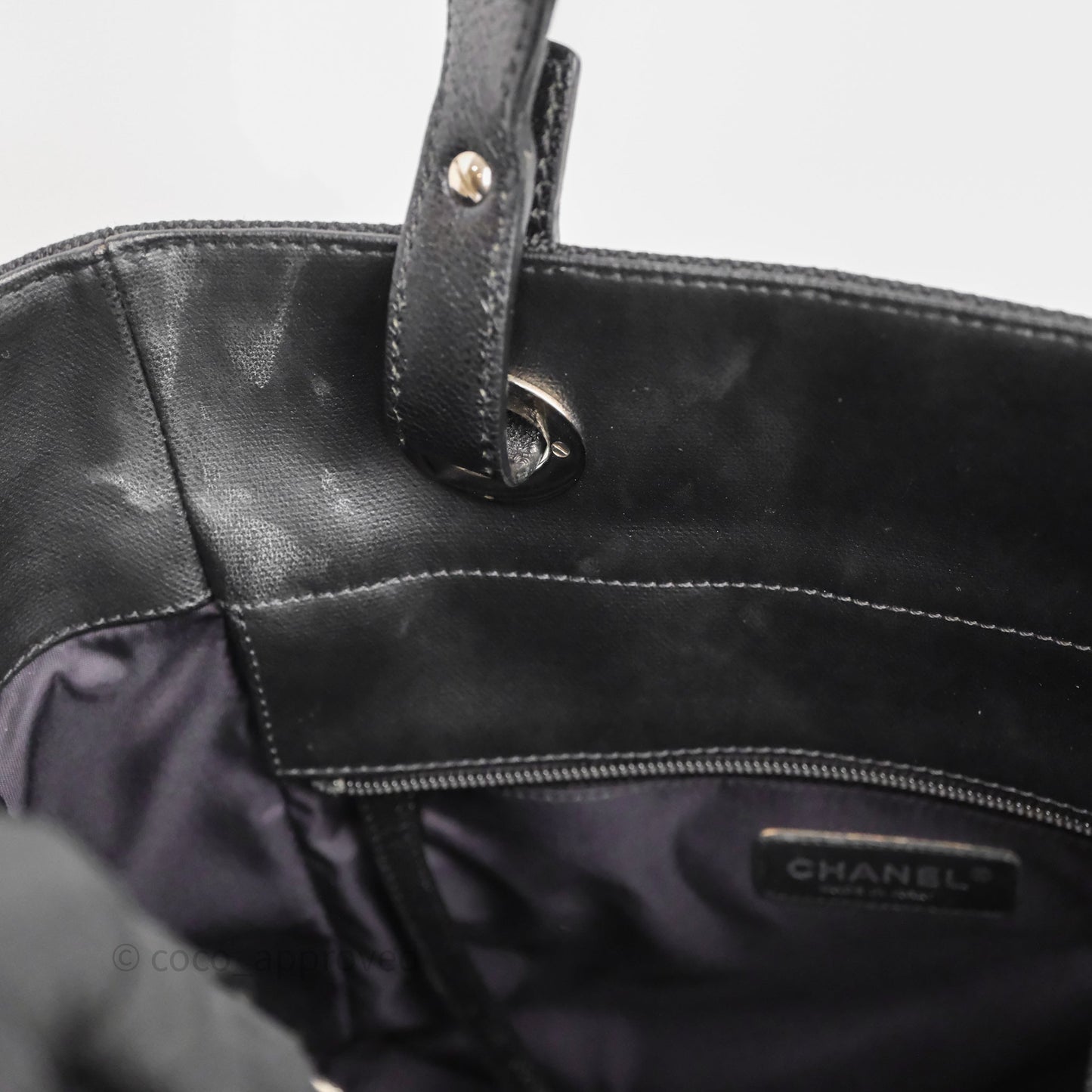 Chanel Quilted Paris Biarritz Tote PM Black Coated Canvas
