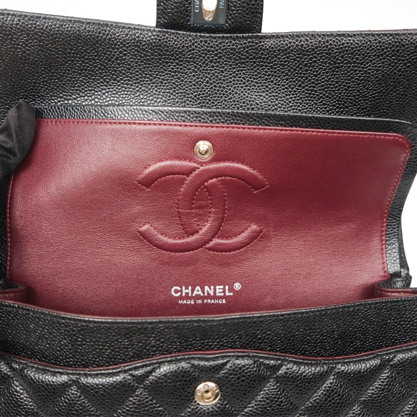 Chanel Classic M/L Medium Flap Quilted Black Caviar Silver Hardware
