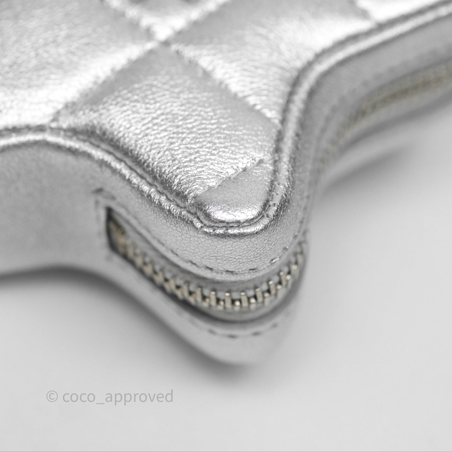 Chanel Star Coin Purse Metallic Silver Lambskin Silver Hardware