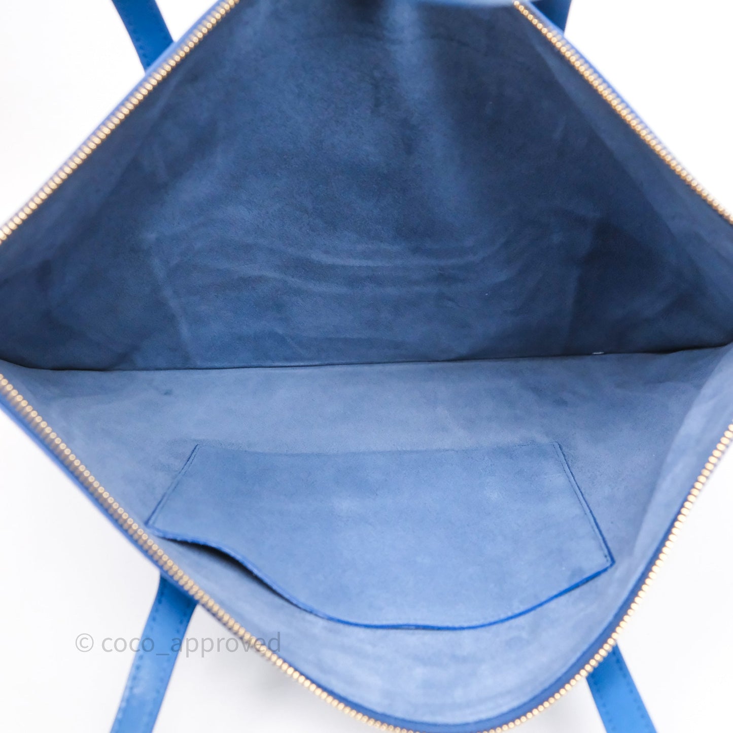 Celine Flat Luggage Tote Bag Blue Calfskin