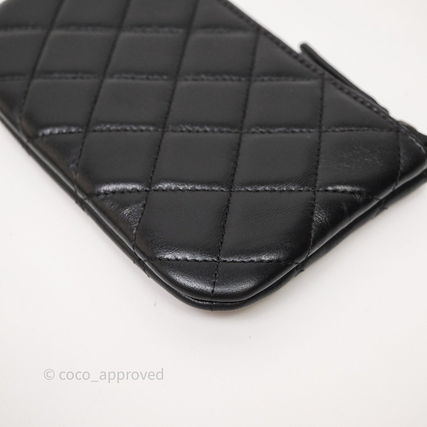 Chanel Classic Mini Quilted O Case So Black Lambskin Black Hardware