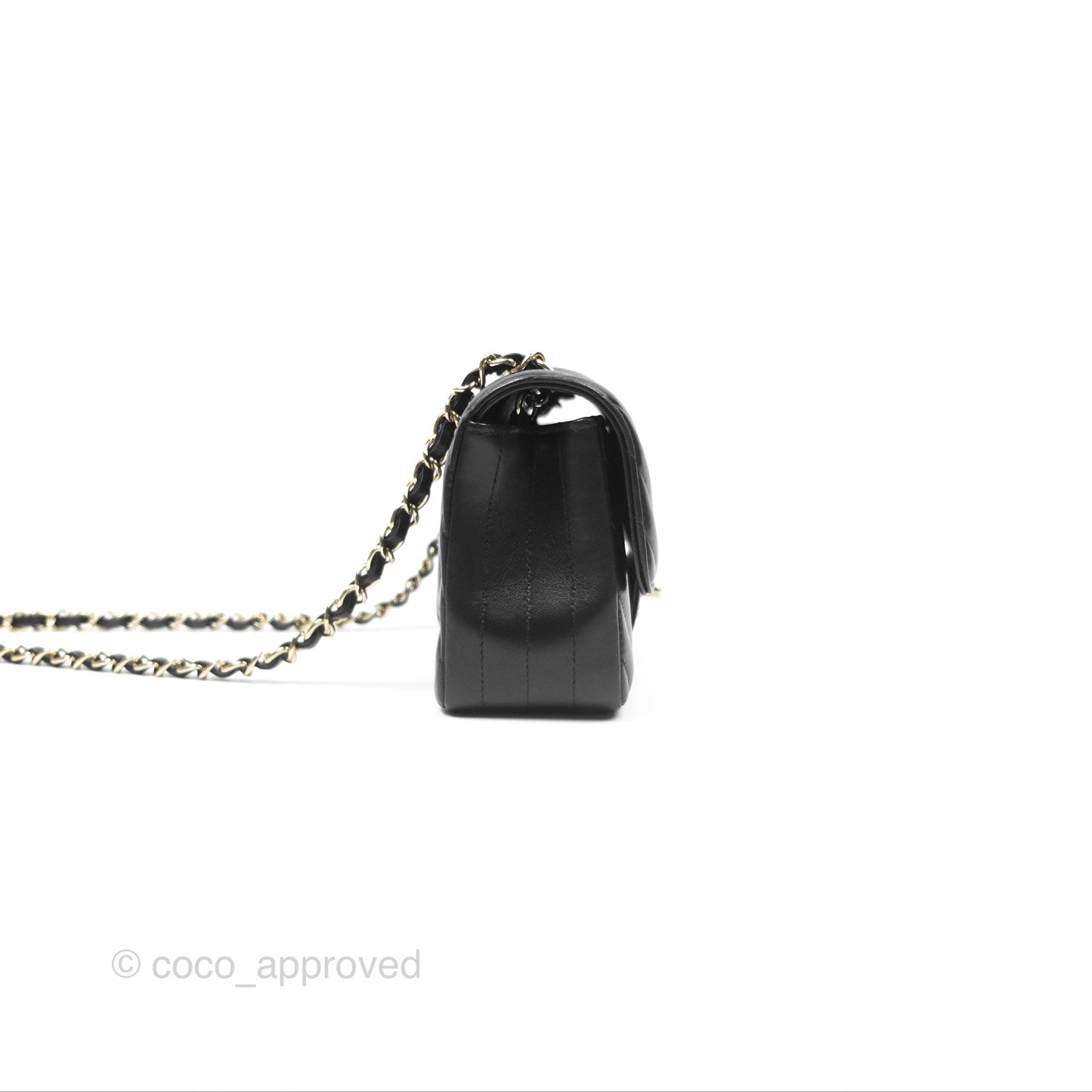 Chanel Mini Rectangular Flap Chevron Black Lambskin Gold Hardware