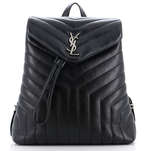 Luxury Saint Laurent LouLou Backpack Matelasse Chevron Leather Medium